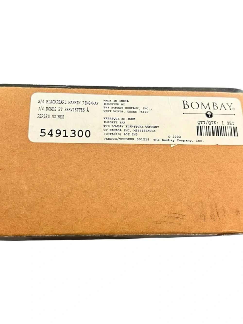 Bombay Company New Old Stock Black Pearl Napkin Rings And Chiffon Napkins Four